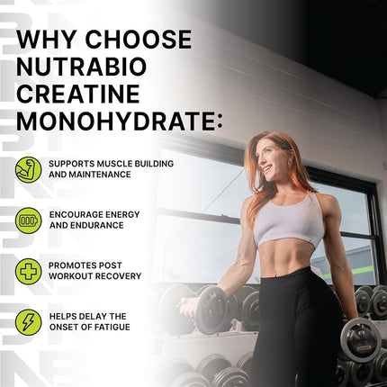 NutraBio - 100% Pure Creatine Monohydrate Powder - 1.1 lbs.