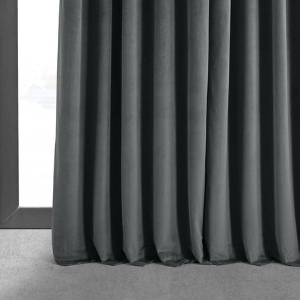 HPD Half Price Drapes Extra Wide Signature Velvet 120 Inch Long(1 Panel) 4-Pass Hotel Lined Window Thermal Blackout Curtains for Bedroom 100W x 120L, Natural Grey, 100" W x 120" L (Pack of 1)