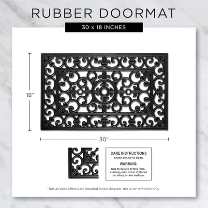 DII Modern Indoor/Outdoor Easy Clean Rubber Entry Way Doormat for Patio, Front Door, All Weather Exterior Doors, 18 x 30 - Scroll