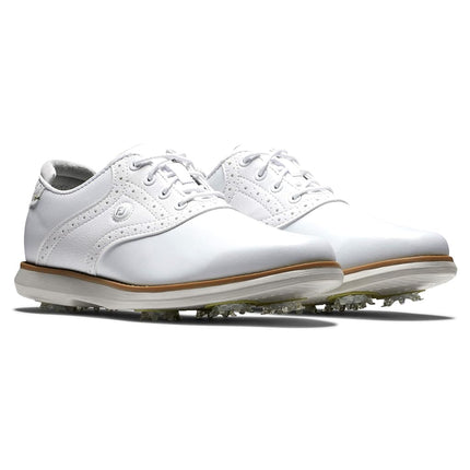 FootJoy Women's Traditions Golf Shoe, White/White, 6.5