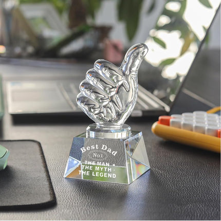LONGWIN Crystal Thumbs Up Awards, Best Dad Gifts from Daughter Son for Father's Day, Birthday, Christmas, Thanksgiving