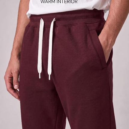 Southpole Men's 1570 Basic Active Fleece Jogger Sweatpants, Burgundy, Large