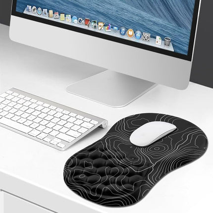 Hokafenle Ergonomic Mouse Pad Wrist Support, Mouse Pad for Pain Relief with Massage Memory Foam, Wrist Rest Mousepad (12x8 inch,Topographic Contour), KM&HK-MOUSEPAD-T8B-001
