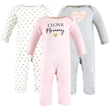 Hudson Baby Unisex Baby Cotton Coveralls, Girl Mommy, 6-9 Months