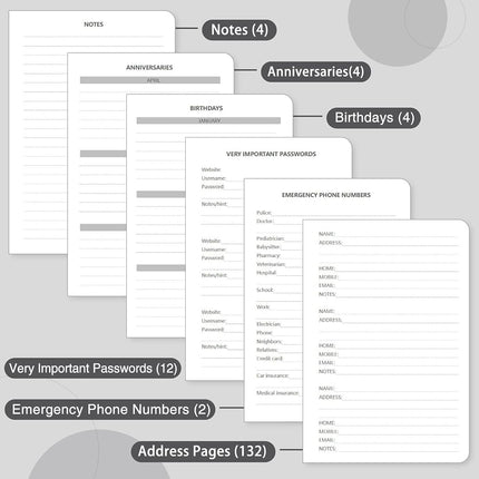 Blugool Small Address Book with Alphabetical Tabs, Hardcover Password Book, Address Organizer Keep Track of Phone Numbers, Special Days, Birthdays, Anniversaries and Notes(4.8″x 5.8″, Black)
