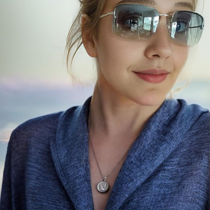 The Fresh Minimalist Small Rectangular Sunglasses Clear Eyewear Spring Hinge - Gift Box Package, 304-silver, Gradient Blue, M