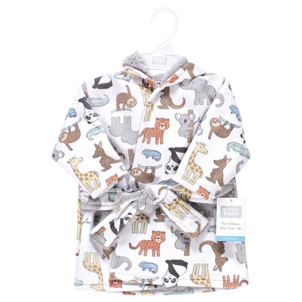 Hudson Baby Batas Unisex de Bebé de Visón con Forro de Piel Sintética para Piscina y Playa, Animales de Zoológico, 6-12 Meses