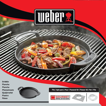 Weber Cast Iron Griddle for Gourmet BBQ System - Even Heat Distribution, Optimal for Fish, Vegetables and Pan-Fried Dishes – Black (7421)