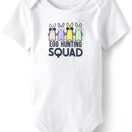 The Children's Place Body à manches courtes pour bébé et nouveau-né avec motif, l'équipe à la chasse aux œufs, 3-6 mois