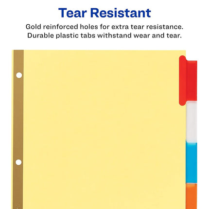 Avery Big Tab Insertable Dividers, Buff Paper, 5 Multicolor Tabs, Case Pack of 48 Sets (11109)