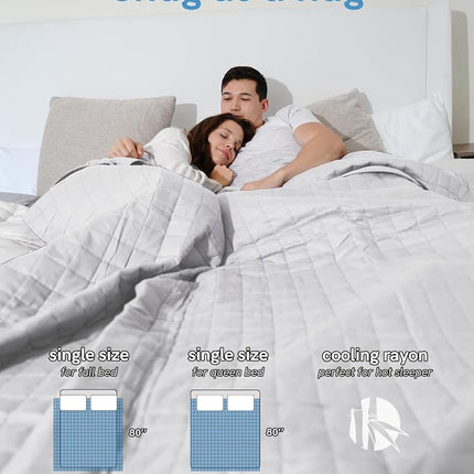 YnM Cooling Weighted Blanket for Adults, Cooling & Cozy Velvet Dual-Sided, Bed Blanket for One Person of 60~75kg, Ideal for Queen/King Bed (152cmx203cm, 6.8kg, Dark/Light Grey)