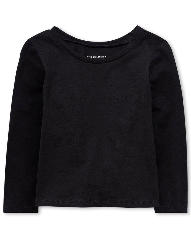 The Children's Place,Bébés Filles et Tout-petits,T-shirts quotidiens à manches longues,Lot de 4,Noir/Fuchsia/Noir/Blanc,5 ans