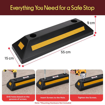 Pyle Vehicle Floor Stopper for Parking Safety 1PC, Curb Garage Mat, Heavy Duty Rubber, Parking Lot Driveway Stopper, for Car Vans Trucks