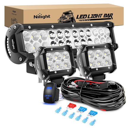 Nilight 12 Inch 72W Led Light Bar Spot Flood Combo