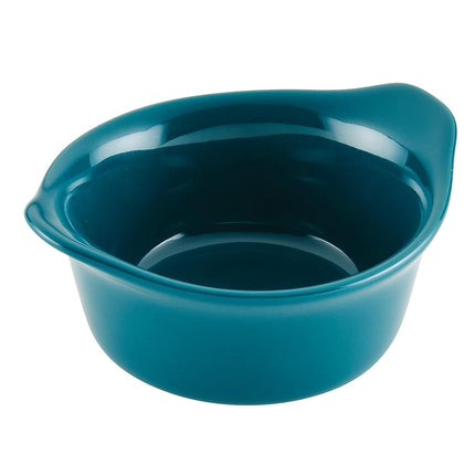 Rachael Ray Solid Glaze Ceramics Round Ramekins/Dipping Cup Set, 4 Piece, Teal