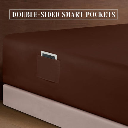Elegant Comfort Luxury 1500 Premium Hotel Quality Microfiber 4-Piece Sheet Set - Soft, All Around Elastic 18-24 Inches Deep Fitted Sheet - Extra Deep Pocket Sheets, Full, Chocolate Brown