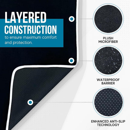 DryvaSeat - Premium Microfiber Towel Car Seat Cover - Waterproof & Sweatproof - Universal Fit, Machine Washable, Non-Slip - Seat Protector for Car, Truck, SUV, Van… (Black, 1 Pack)