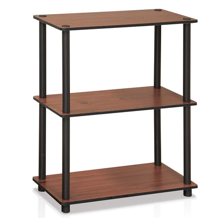 Furinno TURN-N-TUBE Storage Shelves, 3-Tier Book Shelf, Corner Shelf, Toolless Open Shelves, for Organization and Storage, Living Room, Garage, Home Office, Dark Cherry