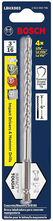 Bosch 3/16 in. X 6 in. Hex Shank Hammer Drill Masonry Bit LBHX003