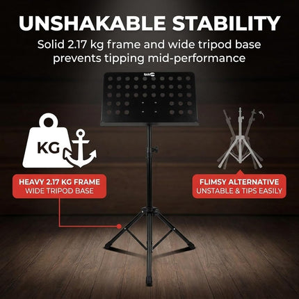 Windsor G905 Adjustable Orchestral Sheet Music Stand, Black