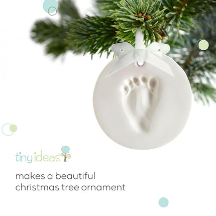 Tiny Ideas Baby Handprint or Footprint DIY Keepsake Ornament Kit, Gender Neutral Nursery Décor, Creative Baby Gift, Newborn Keepsake, White
