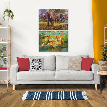 Ravensburger 12000340 - African Animals - 2x 1000 pieces jigsaw puzzle – Puzzle for adults and kids age 14 years up, animal puzzle