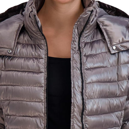 Cole Haan Women's Cold Weather Casual Active Coat Down Outerwear, Gunmetal, L
