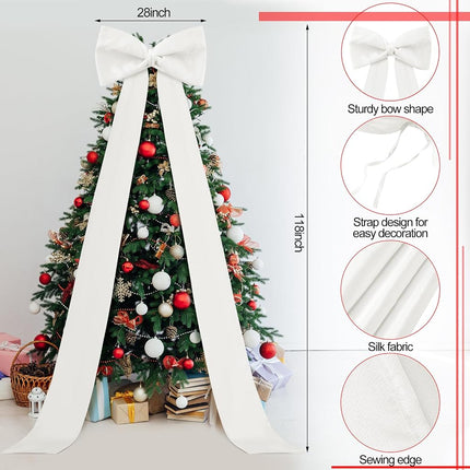 Knitgrip Extra Large Christmas Tree Topper Valentine's Day Wedding Giant Satin Bow Decoration with Long Streamers Giant Oversized Decoration for Tree Holiday Party Door Wall