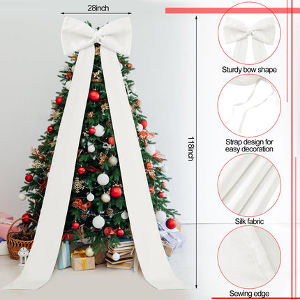 Knitgrip Extra Large Christmas Tree Topper Valentine's Day Wedding Giant Satin Bow Decoration with Long Streamers Giant Oversized Decoration for Tree Holiday Party Door Wall