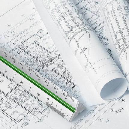 Arteza Architect Scale Ruler, Imperial, 12-Inch Color-Coded Professional-Grade Aluminum Triangular Drafting Ruler for Architect & Civil Engineer Blueprints
