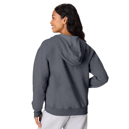 Hanes womensO4637Women's Fleece Full Zip Hood Long Sleeve Hoody - Gray - XX-Large