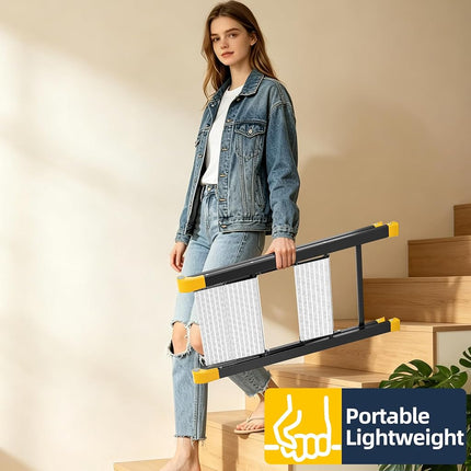 KINGRACK 2 Step Ladder, Wide Anti-Slip Aluminium Pedal, 330 lbs Load Black
