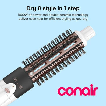 Conair 2-in-1 Double Ceramic Lightweight Hot Air Brush, Smooth Results for All Hair Types, More Shine and Less Frizz, Hair Styler