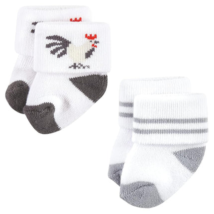 Hudson Baby Baby Girls' Cotton Rich Newborn and Terry Socks, Farm 12-pack, 6-12 Months