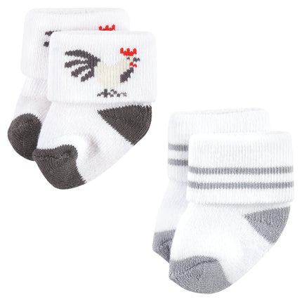 Hudson Baby Baby Girls' Cotton Rich Newborn and Terry Socks, Farm 12-pack, 0-6 Months