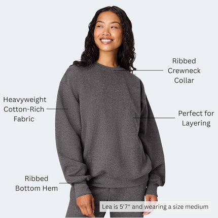 Hanes Men's Ultimate Cotton Heavyweight Crewneck Sweatshirt, Charcoal Heather, XL