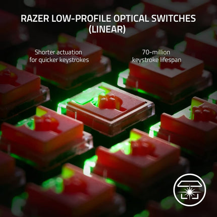 Clavier de jeu sans fil Razer DeathStalker V2 Pro TKL : Switches optiques low-profile – Linéaire rouge – Sans fil HyperSpeed et Bluetooth 5.0 – Batterie de 50 h – Touches avec revêtement ultra-durable – RVB – Blanc