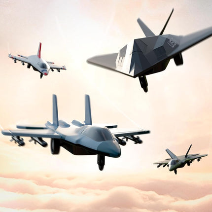 Lollipop US Air Force 4-Pack Toy Jet Squadron Die Cast Airplanes, Pull Back Military Fighter Jets, Diecast Air Plane Models