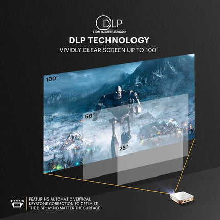 Kodak Ultra Mini Portable Projector - HD 1080p Support LED DLP Rechargeable Pico Projector - 100" Display, Built-in Speaker - HDMI, USB and Micro SD - Compatible with iPhone iPad, Android Phones