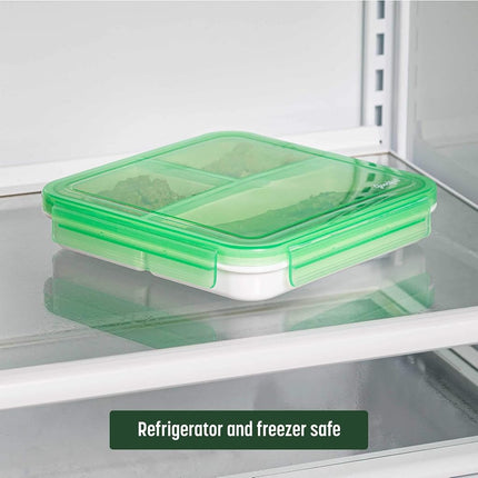 Goodful Reusable Lunch Container with 3 Compartments, BPA-Free, Leak-Proof Lid, Easy to Open and Close, Microwave Safe, Dishwasher Safe