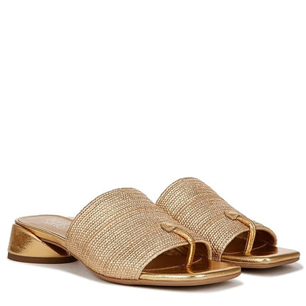 Franco Sarto Womens Loran Slide Sandal Gold Stretch Raffia 6M