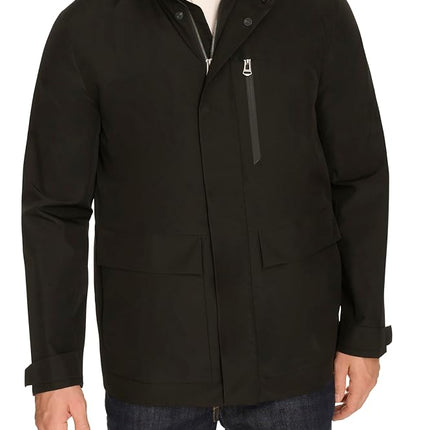 Cole Haan Men's Short Sleeve Soft Rain Parka Jacket, Black, L