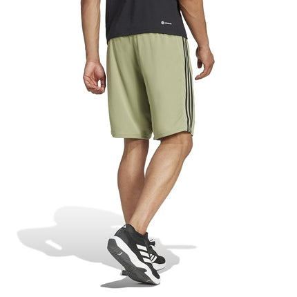 adidas Men's Train Essentials Piqué 3-Stripes Shorts, Tent Green/Black, X-Small
