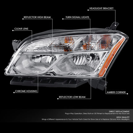 DNA MOTORING OEM-HL-0178-L Left Side Halogen Headlight Compatible with 2015-2016 Trax