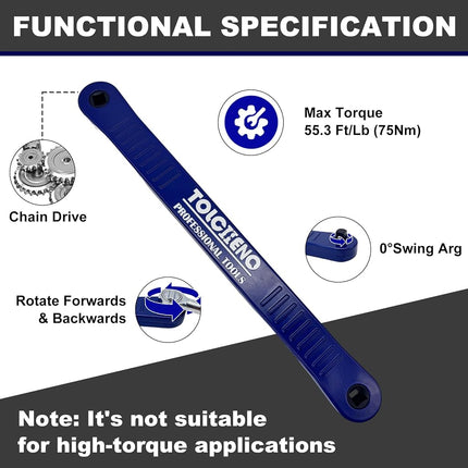 TOLCHENO Offset Extension Wrench Set, Pro Zero Offset Extension Wrench Extender Tool with 1/4", 3/8", 1/2" Square Drive Adapters - Universal Extension Wrenches for Tight Spaces (Blue)