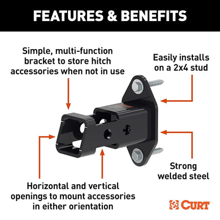 CURT 45069 Hitch Accessory Wall Mount, 2-Inch Receiver