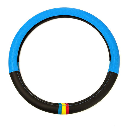 FH Group FH2008BLUE Full Spectrum Genuine Leather Steering Wheel Cover, 1 Pack