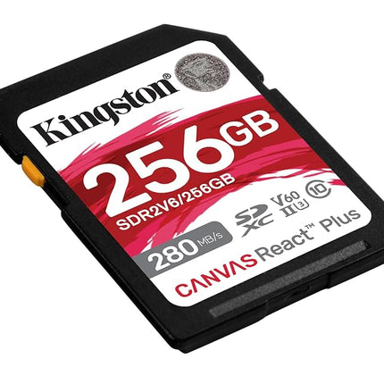 Kingston Canvas React Plus V60 SD 256GB SDXC UHS-II 280R/150W U3 V60 for Full HD/4K