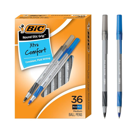BIC Round Stic Grip Xtra Comfort Ball Pen, Medium 