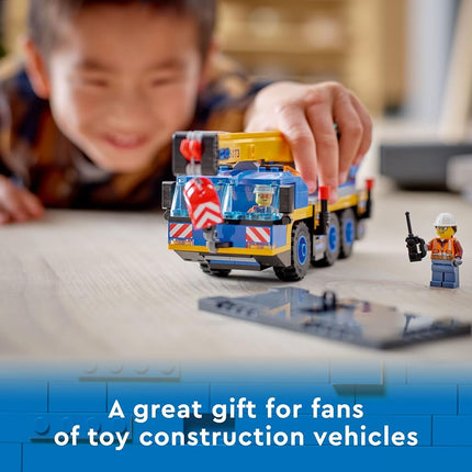 LEGO City Mobile Crane 60324 Building Kit; Toy Construction Vehicle with Working Boom, Outriggers and Winch System; Includes Driver and Worker Minifigures; for Boys and Girls Aged 7+ (340 Pieces)